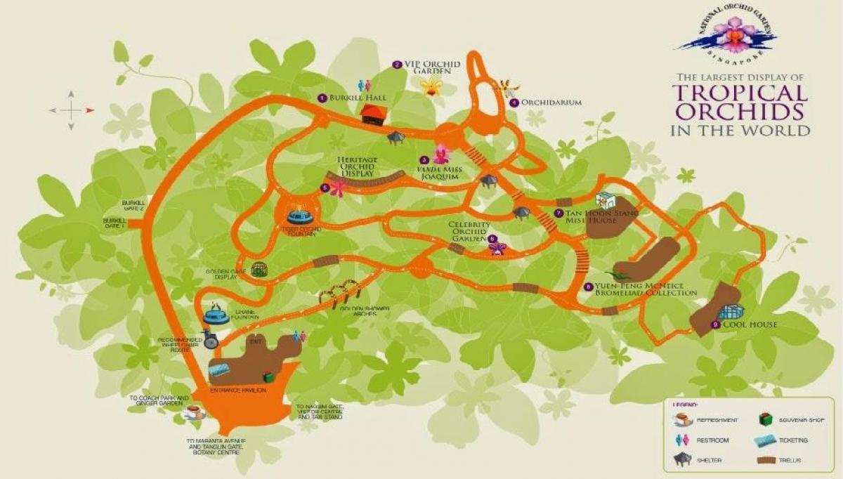 Singapur botanické záhrady mapu