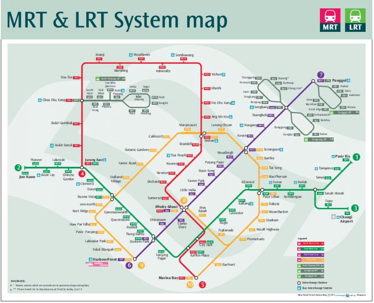 lrt trasy mapu Singapore