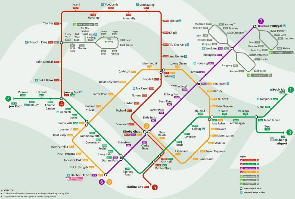 mrt systém mapu Singapore
