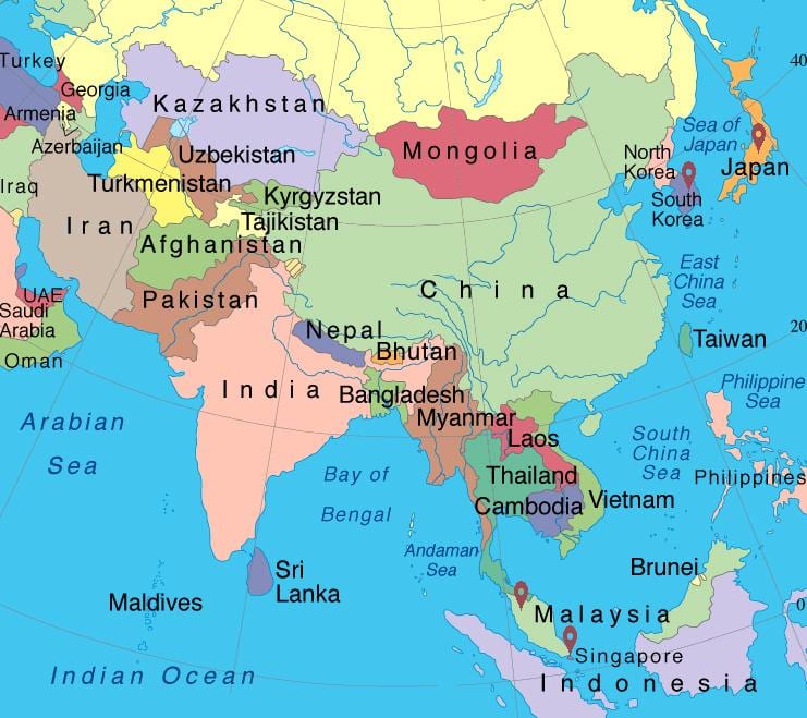 Singapur ázia mapu