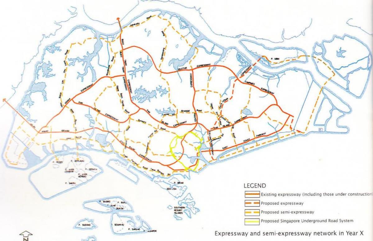 Singapur diaľnici mapu
