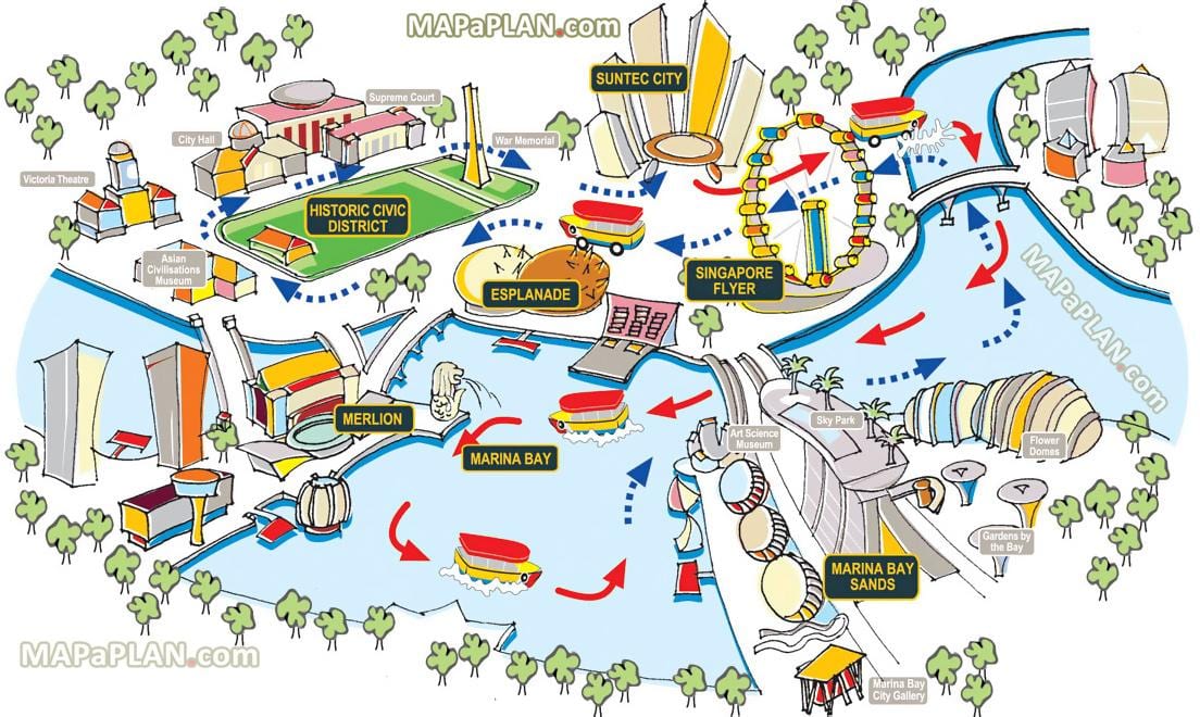 Singapur mapa pre turistov