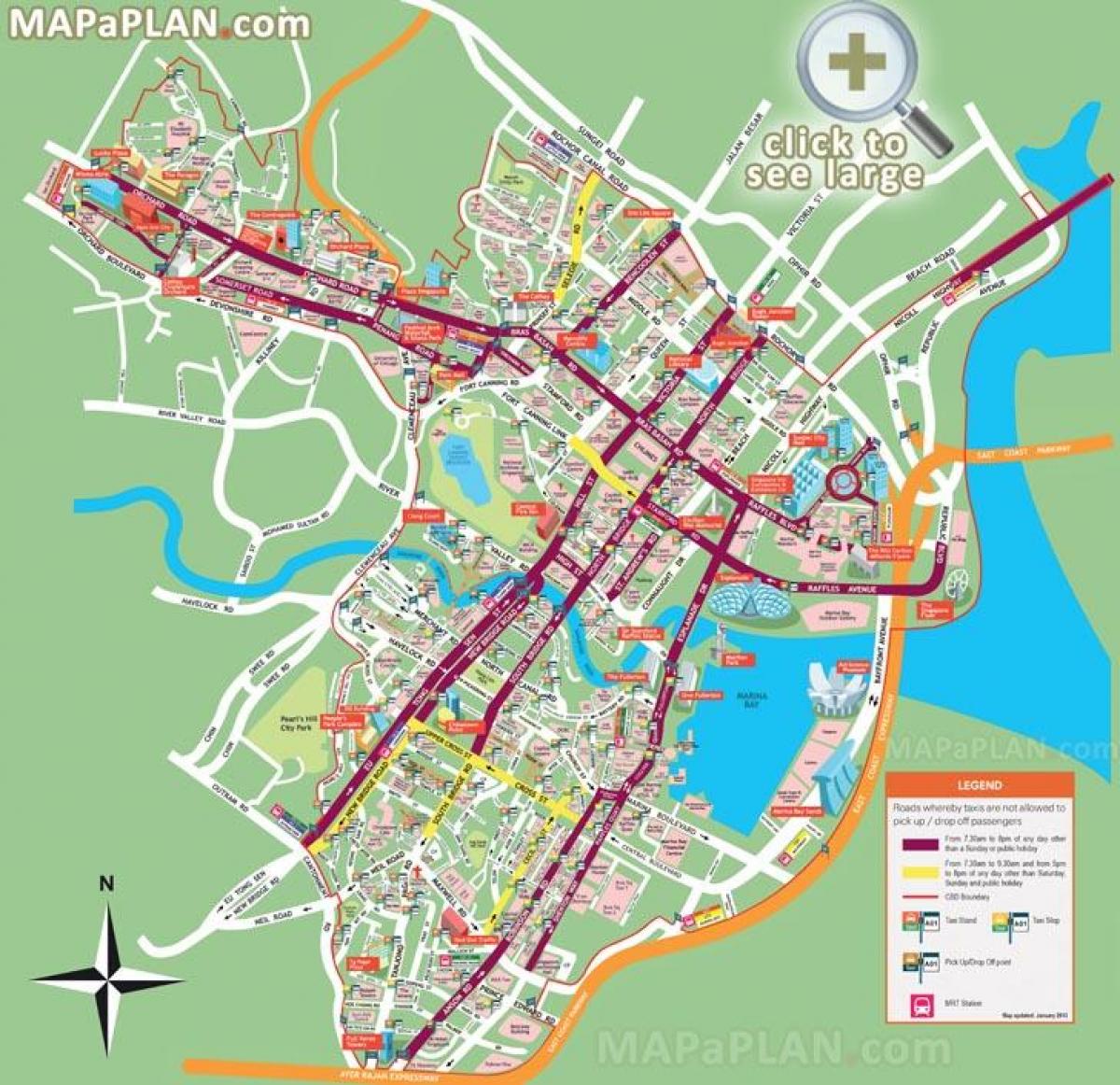 Singapur turistických miestach mapu