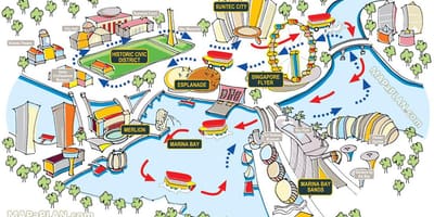 Singapur mapa pre turistov